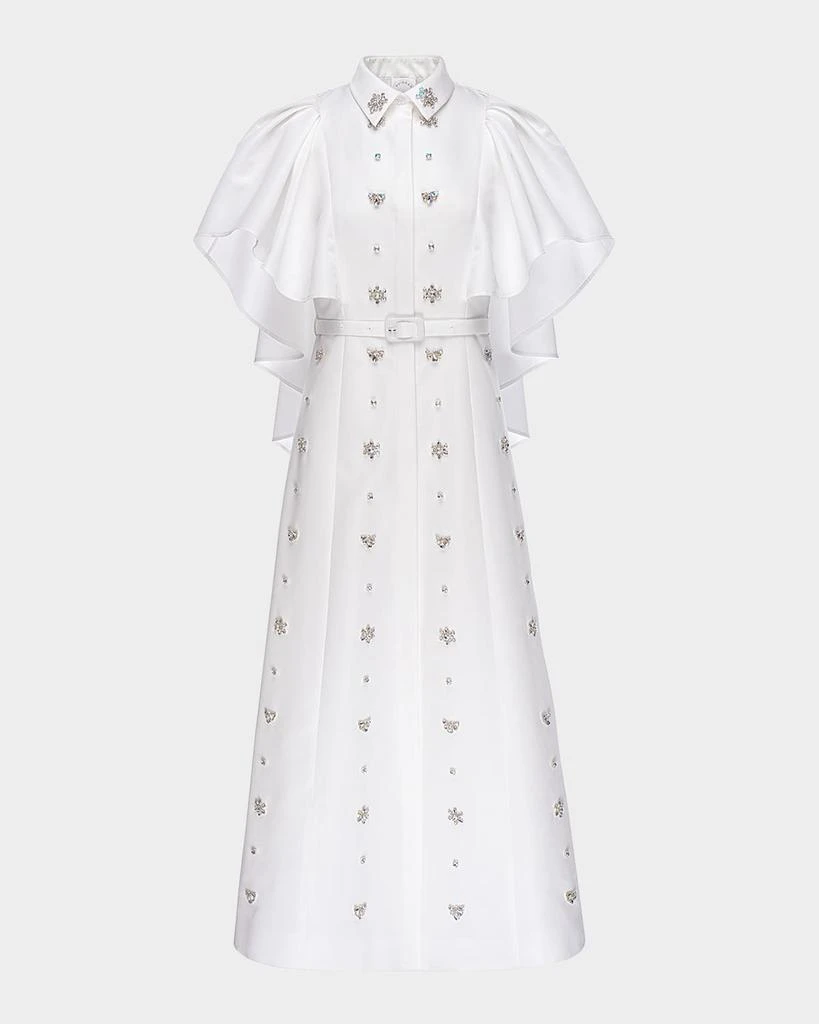 Huishan Zhang Maira Crystal Flutter-Sleeve Midi Shirtdress 1