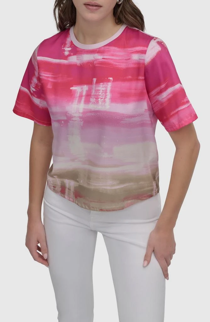 DKNY Print Scarf Twill Short Sleeve Top 1