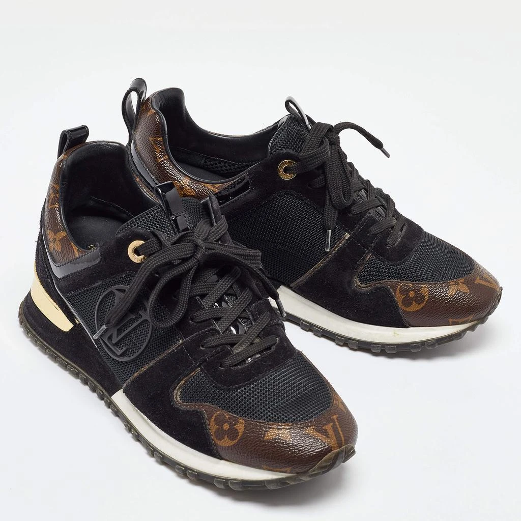 Louis Vuitton Louis Vuitton Black/Brown Monogram Canvas and Mesh Run Away Low Top Sneakers Size 37 4