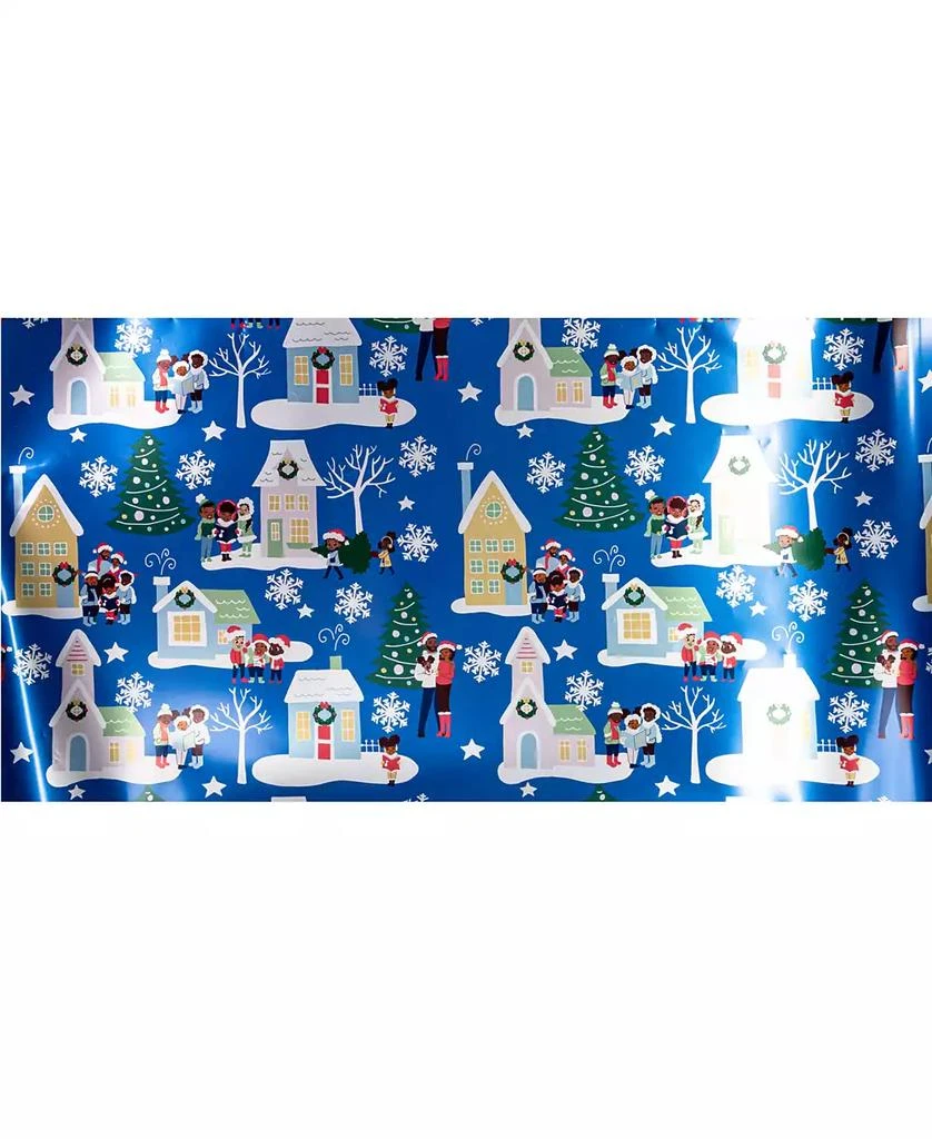 Black Paper Party Blue Carolers Foil Gift Wrap 2