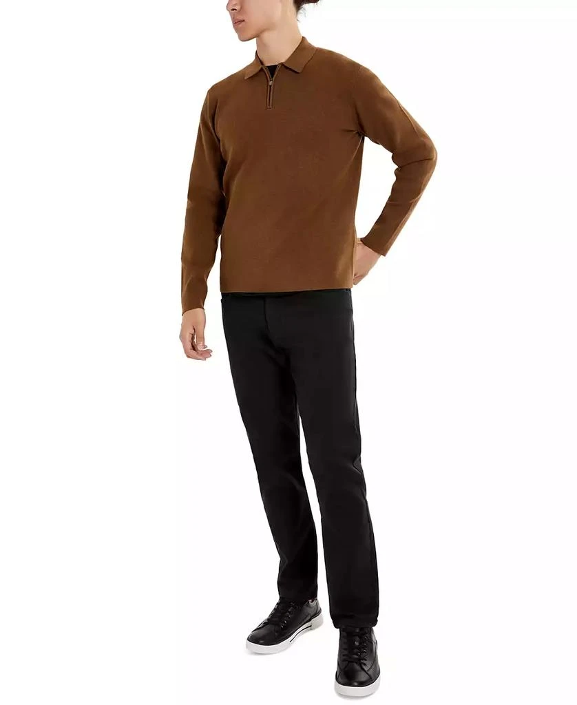 Kenneth Cole Men's Slim-Fit Zip-Placket Long Sleeve Polo Sweater 4