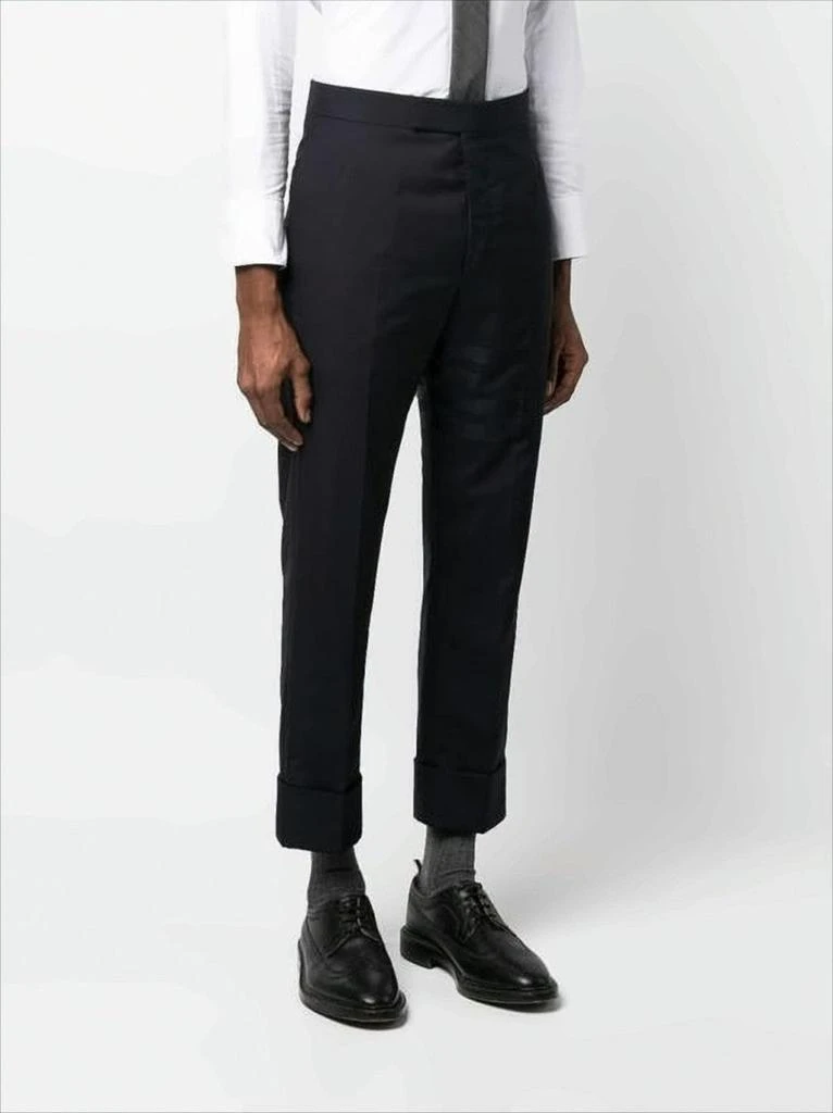 Thom Browne Cropped Black Wool Suit Pants with Gold Anchor Buttons 2