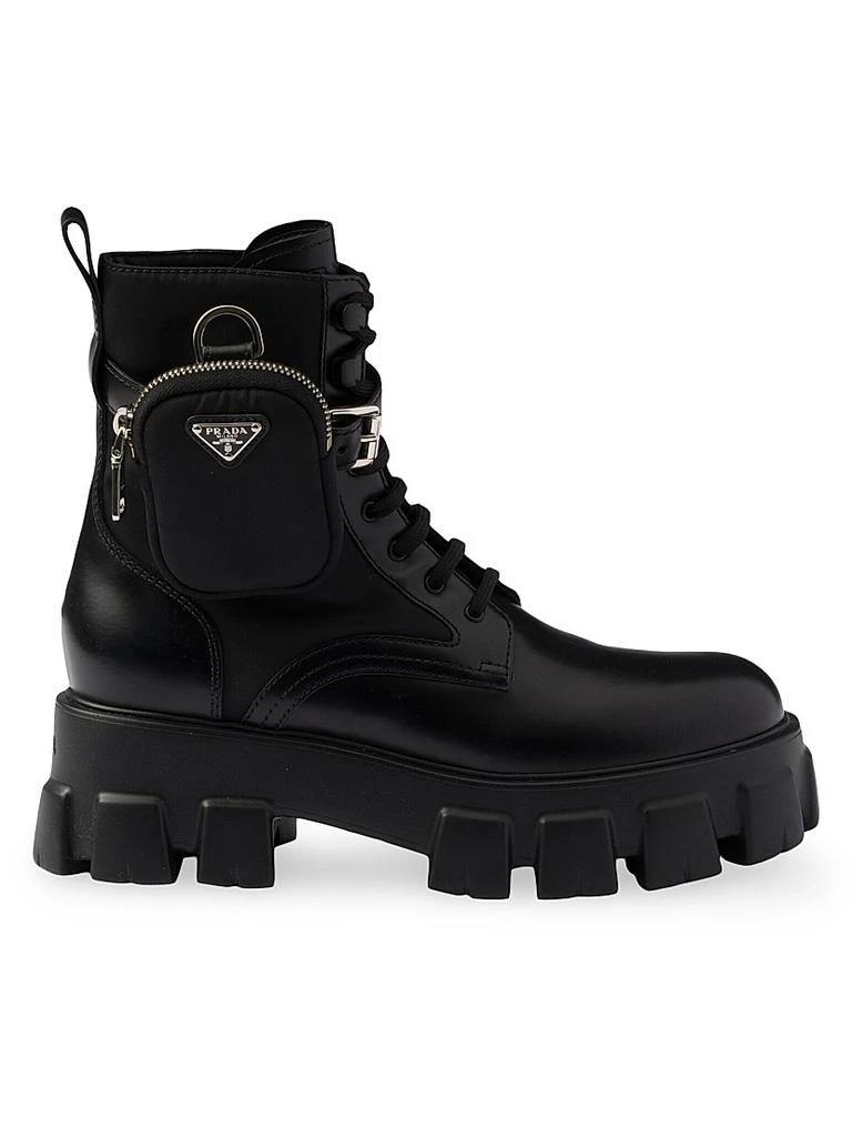Prada Monolith Leather and Re-Nylon Combat Boots 1