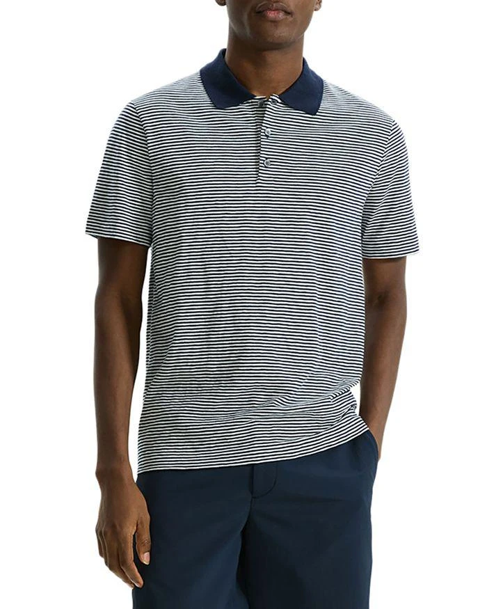 Theory Bron D Cotton Textured Stripe Regular Fit Polo Shirt 1