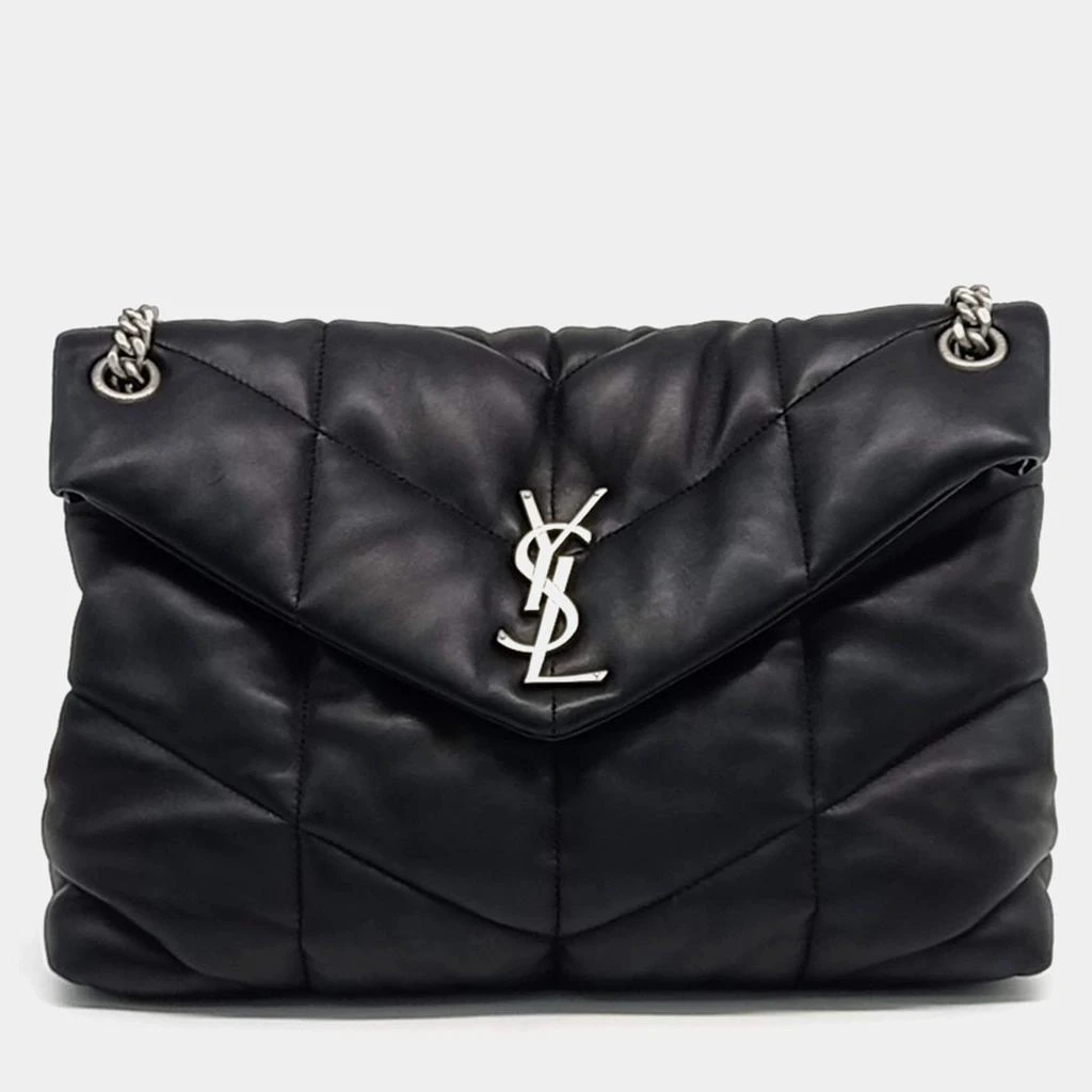 Yves Saint Laurent Saint Laurent Paris Black Leather Lulu Puffer Medium Shoulder Bag 1
