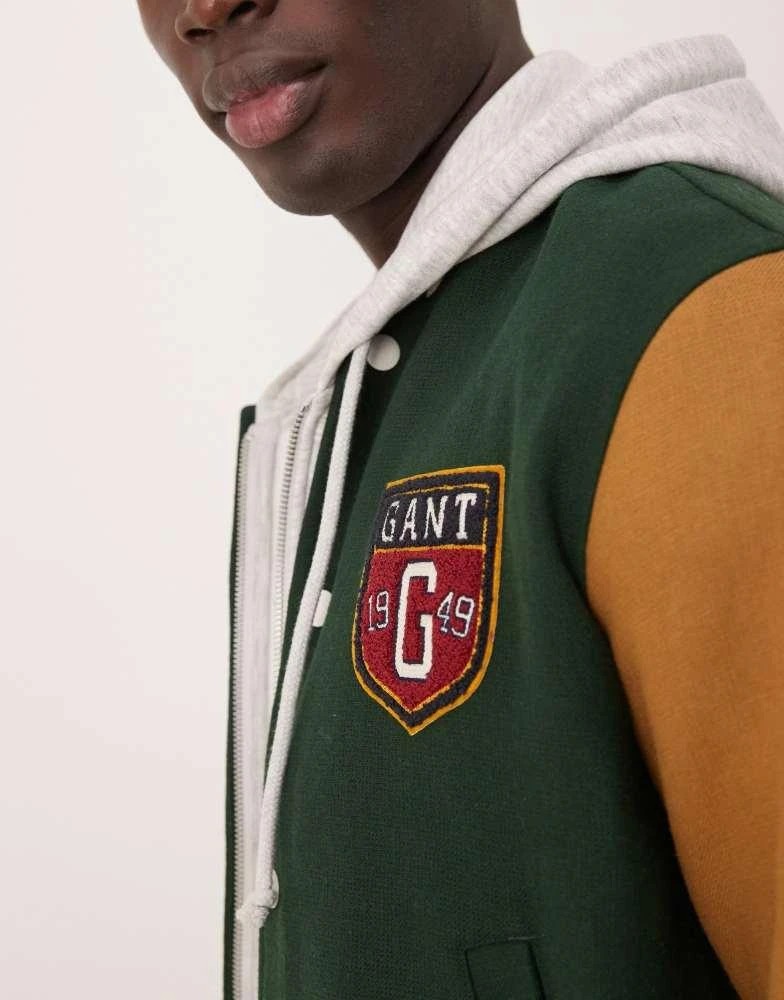 Gant GANT wool blend varsity logo jacket in green 3
