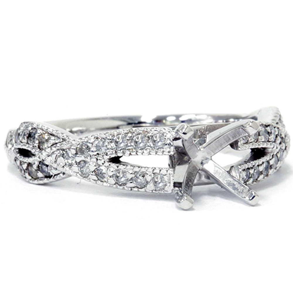 Pompeii3 1/2ct Vintage Infinity Diamond Ring Setting 14K White Gold 2