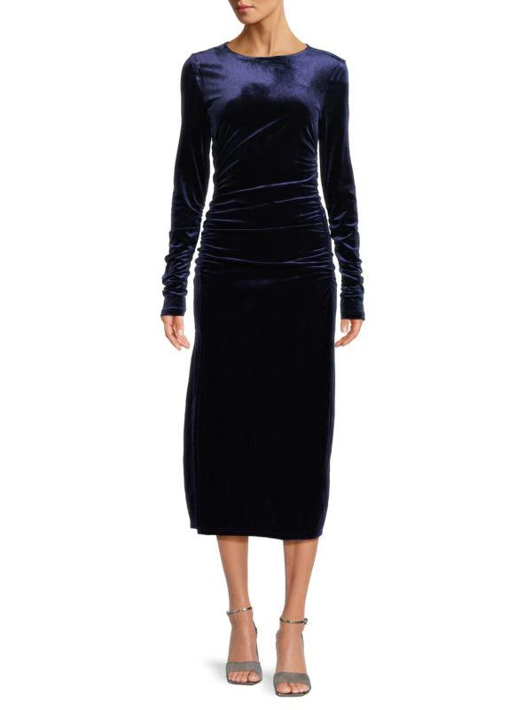 Sam Edelman Ruched Velvet Midi Dress 1