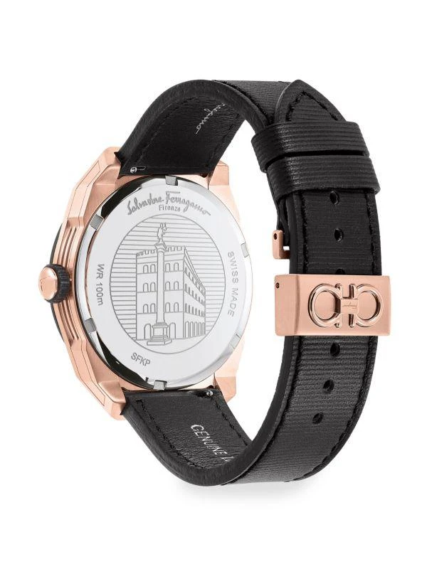 Salvatore Ferragamo SLX GMT 43MM IP Rose Goldtone Stainless Steel & Leather Strap Watch 2