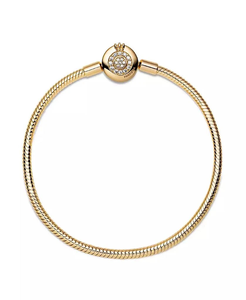 PANDORA Moments Cubic Zirconia 14K Gold-Plated Sparkling Crown O Snake Chain Bracelet 3