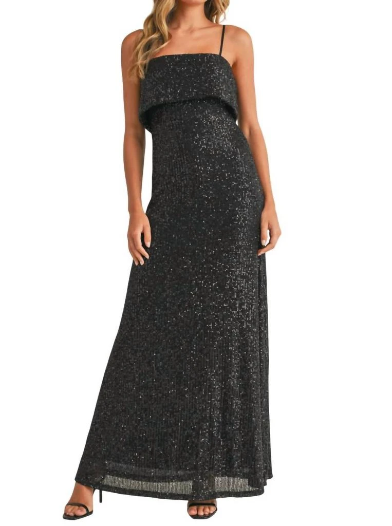 Klesis Sequin Tube Maxi Dress In Black 1