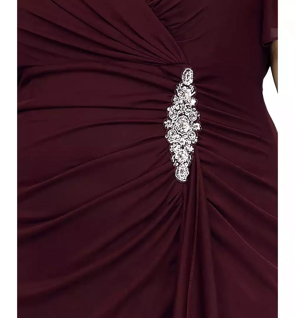 Alex Evenings Plus Size Flutter-Sleeve Embellished-Trim Gown 3