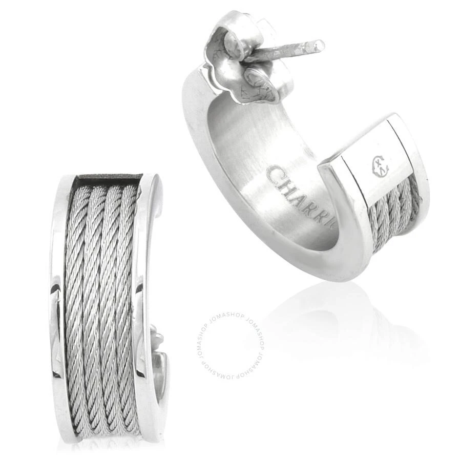 Charriol Forever Stainless Steel Cable Hoop Earrings 3