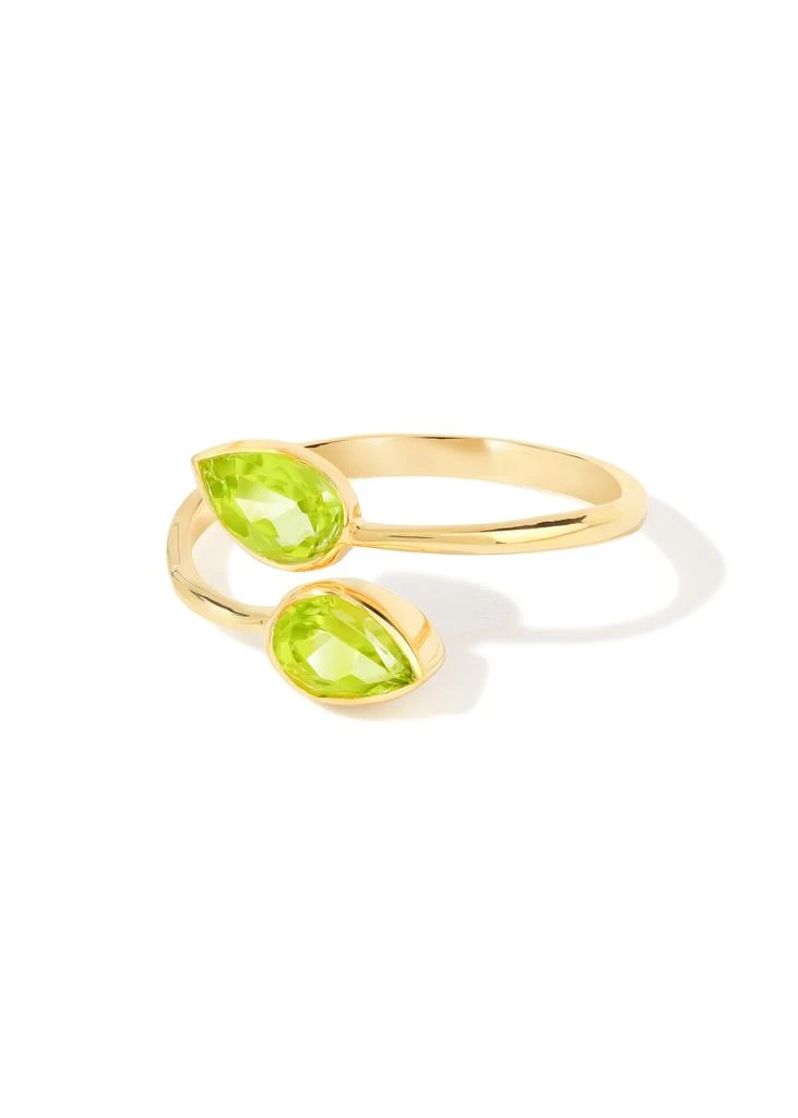 Tiramisu 14K Gold Plated Over 925 Sterling Silver Peridot Open Bypass Ring