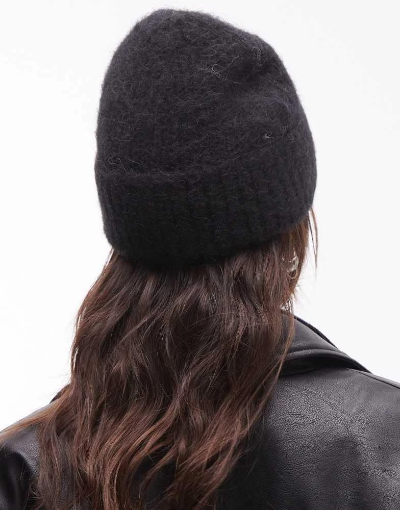 Topshop Topshop Harvey Premium alpaca mix beanie in black 3