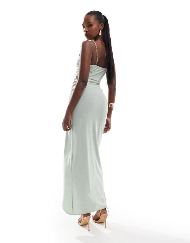 AX Paris AX Paris chain strap detail wrap maxi dress in sage 4