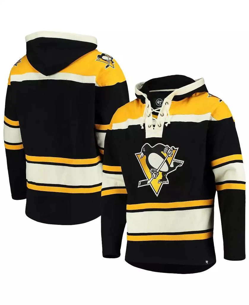 47 Brand Men's Black Pittsburgh Penguins Superior Lacer Pullover Hoodie 5