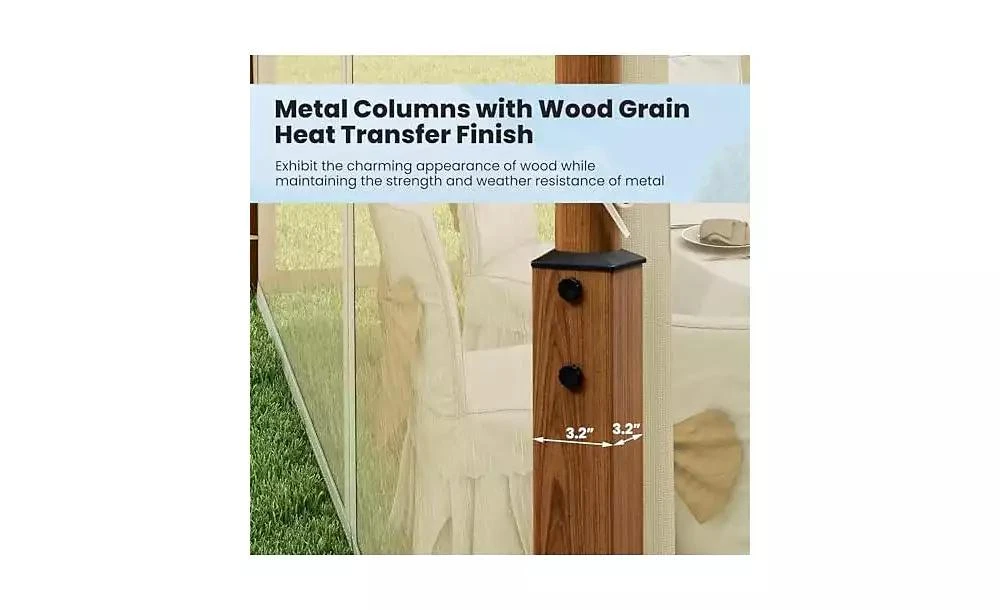 Mecale 12 x 10 Feet Outdoor Patio Gazebo with Netting and 2-Tier Canopy Roof 5