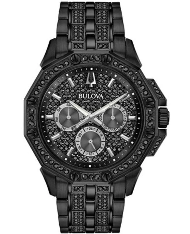 Bulova Bulova Crystal Black Dial Black Stainless Steel Men's Watch 98C134 1