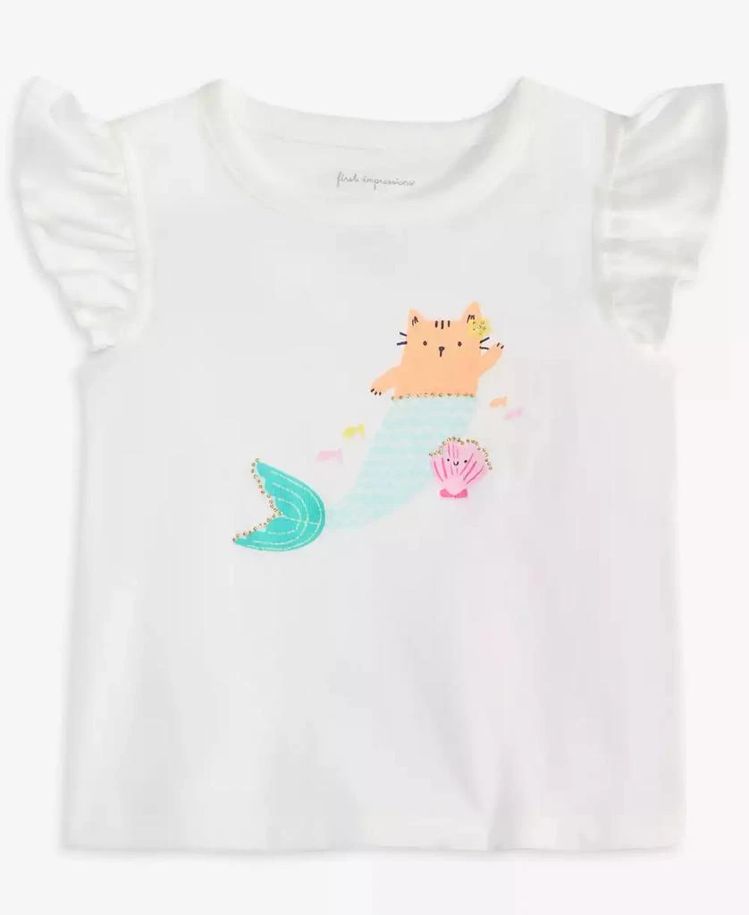 First Impressions Baby Girls Kitty Mermaid Graphic Flutter-Sleeve Top, Exclusively at Macy's 1