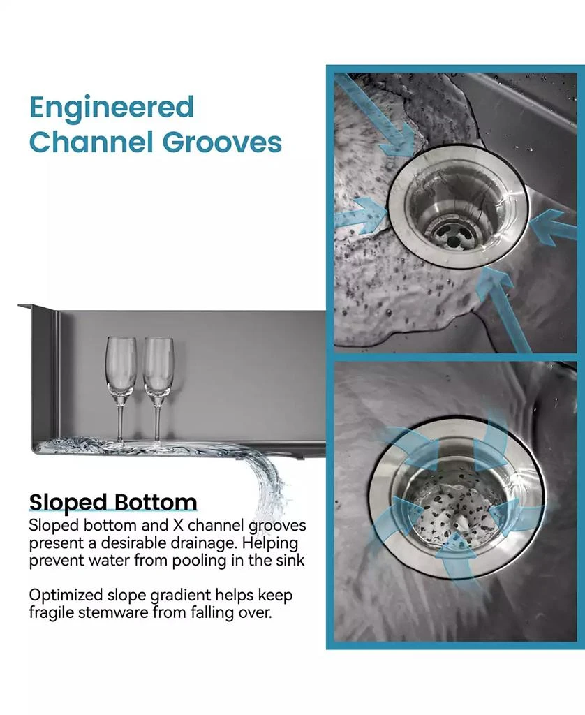 Flynama 27x19inch Black Stainless Steel Kitchen Sink Single Bowl Undermount Handmade 8