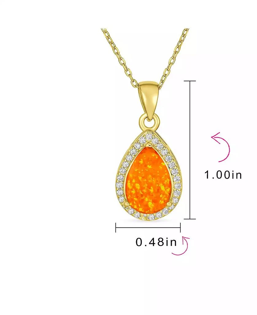 Bling Jewelry Necklace with CZ Accent and Opal Teardrop Pendant in Sterling Silver 3