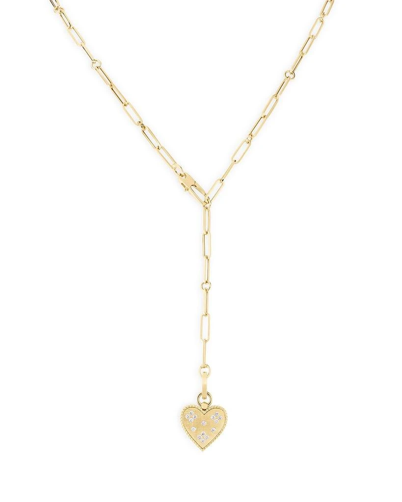 Roberto Coin 18K Yellow Gold Venetian Princess Diamond Heart Lariat Necklace, 19" 1