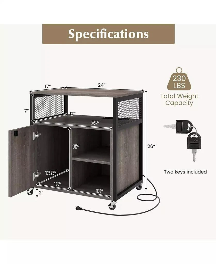 GOUUN File Cabinet on Wheels with Charging Station and Cable Management Hole 2