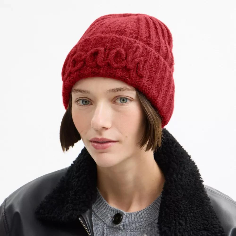 Coach Coach Script Knit Beanie 2