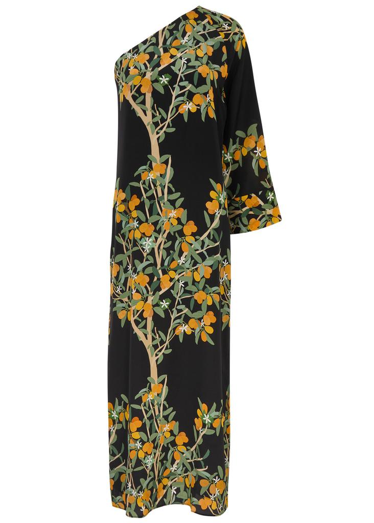 BERNADETTE Lola floral-print one-shoulder silk maxi dress