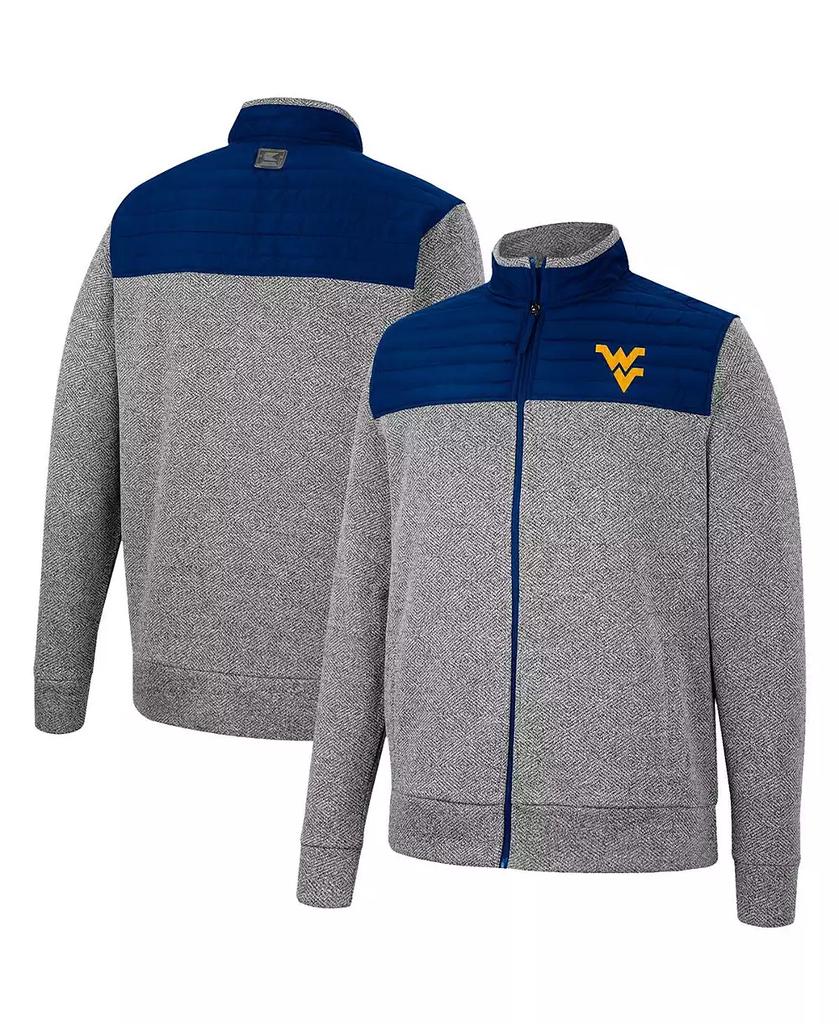 Colosseum Men's Charcoal, Navy West Virginia Mountaineers Putter Herringbone Full-Zip Jacket