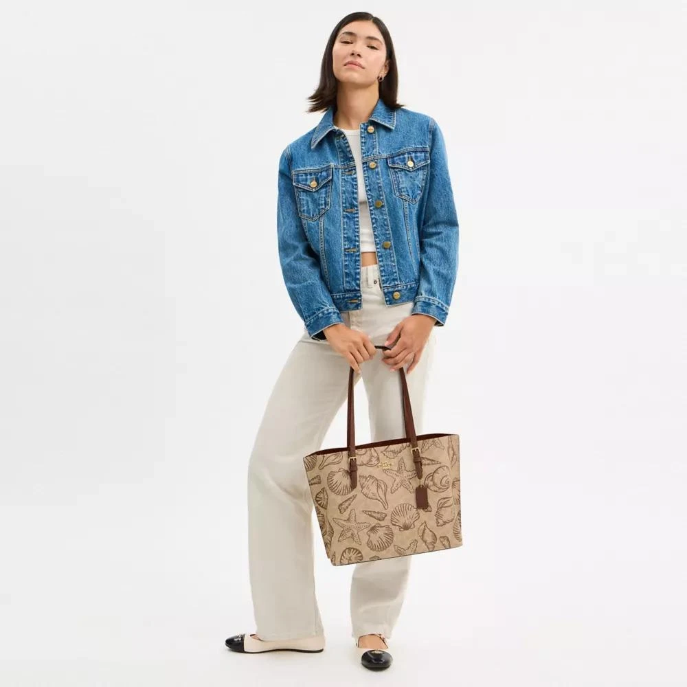 Coach Mollie Tote Bag In Signature Canvas With Shell Print 2