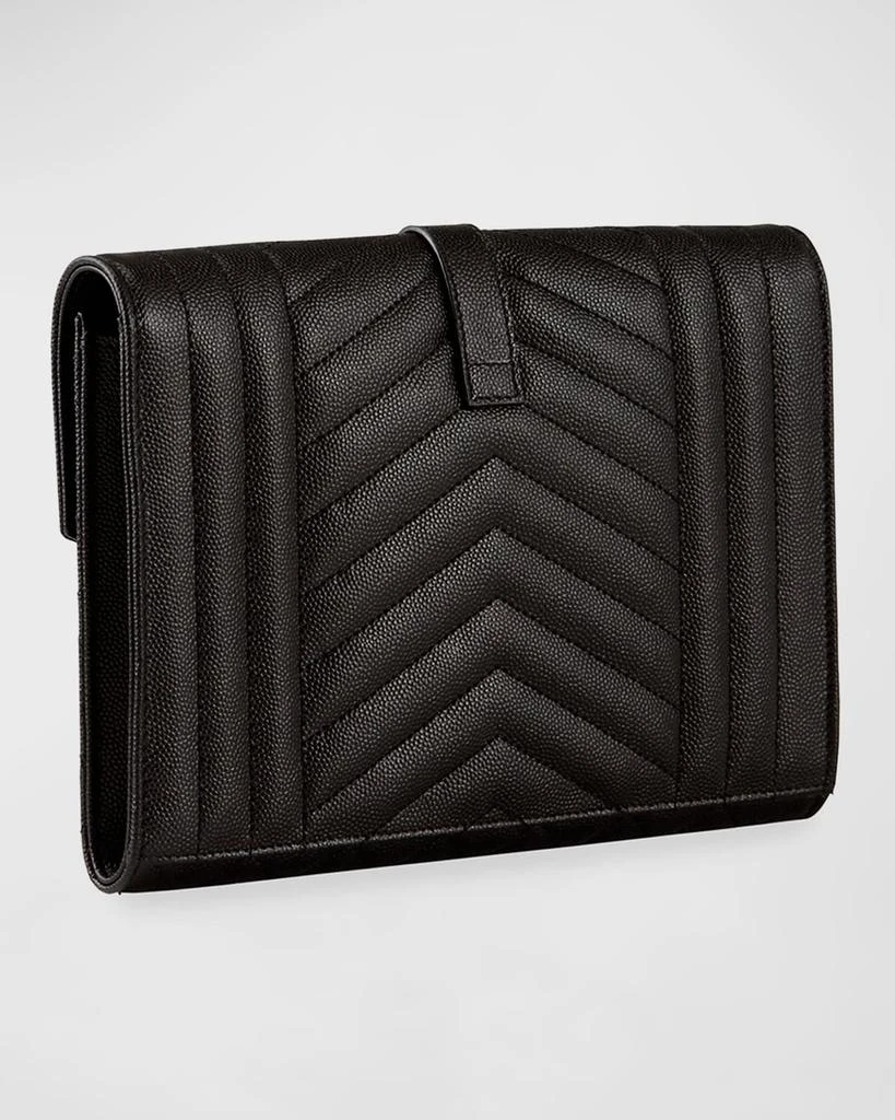 Yves Saint Laurent Envelope Flap YSL Clutch Bag in Grained Leather 5