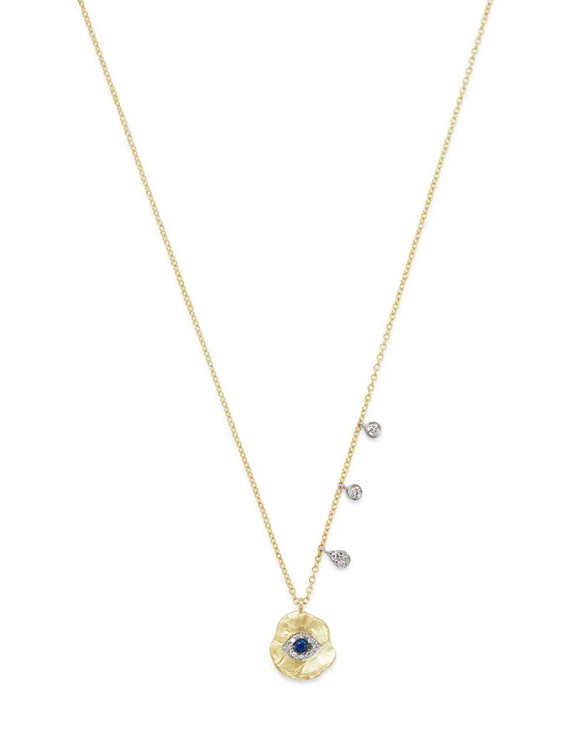 Meira T 14K White & Yellow Gold Evil Eye Sapphire & Diamond Disc Pendant Necklace, 16" 1