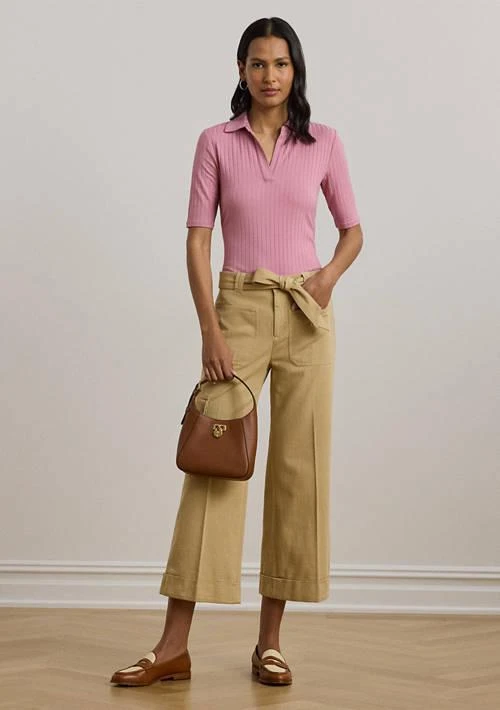 Ralph Lauren Ralph Lauren Women S Rib Knit Elbow Sleeve Polo T Shirt 4