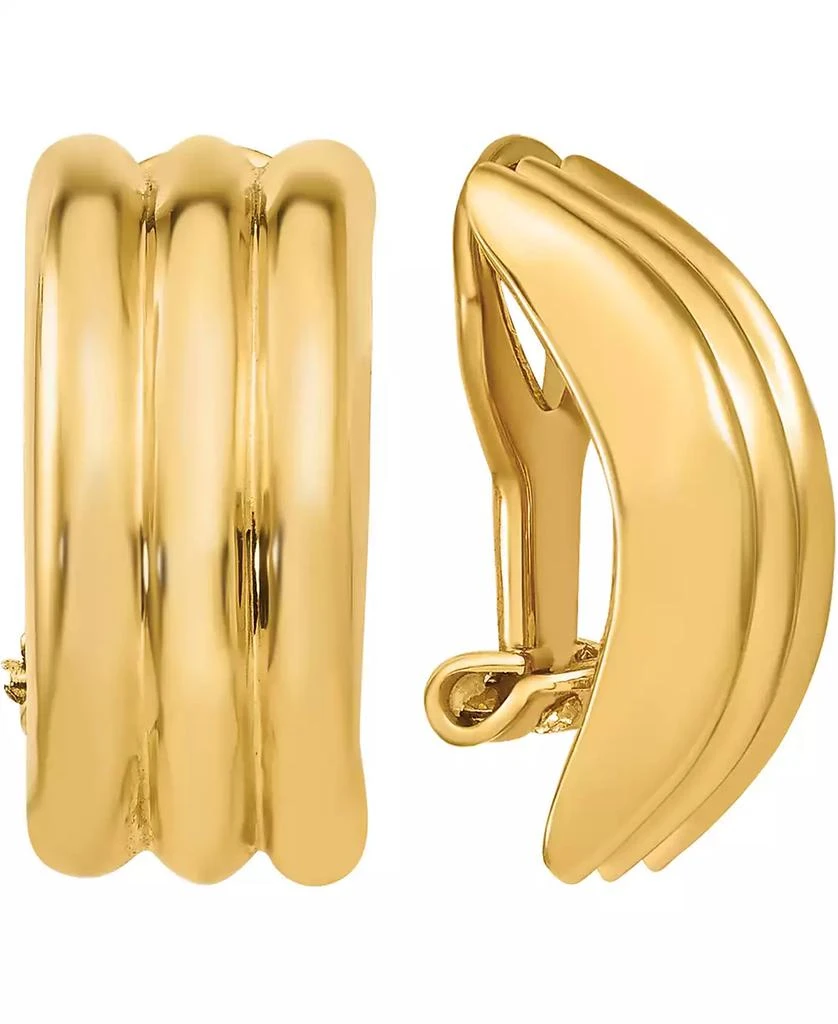 Macy
s Ridge Textured Half Hoop Clip-On Earrings Set in 14k Gold or 14k White Gold