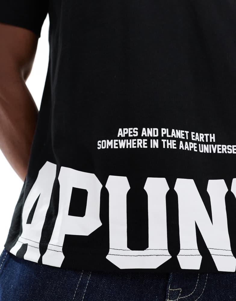 AAPE Aape By A Bathing Ape logo somewhere t-shirt with camo back print in black
