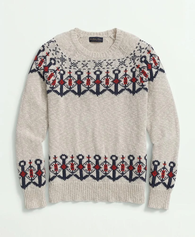 Brooks Brothers Vintage-Inspired Anchor Sweater In Cotton-Linen Blend 1