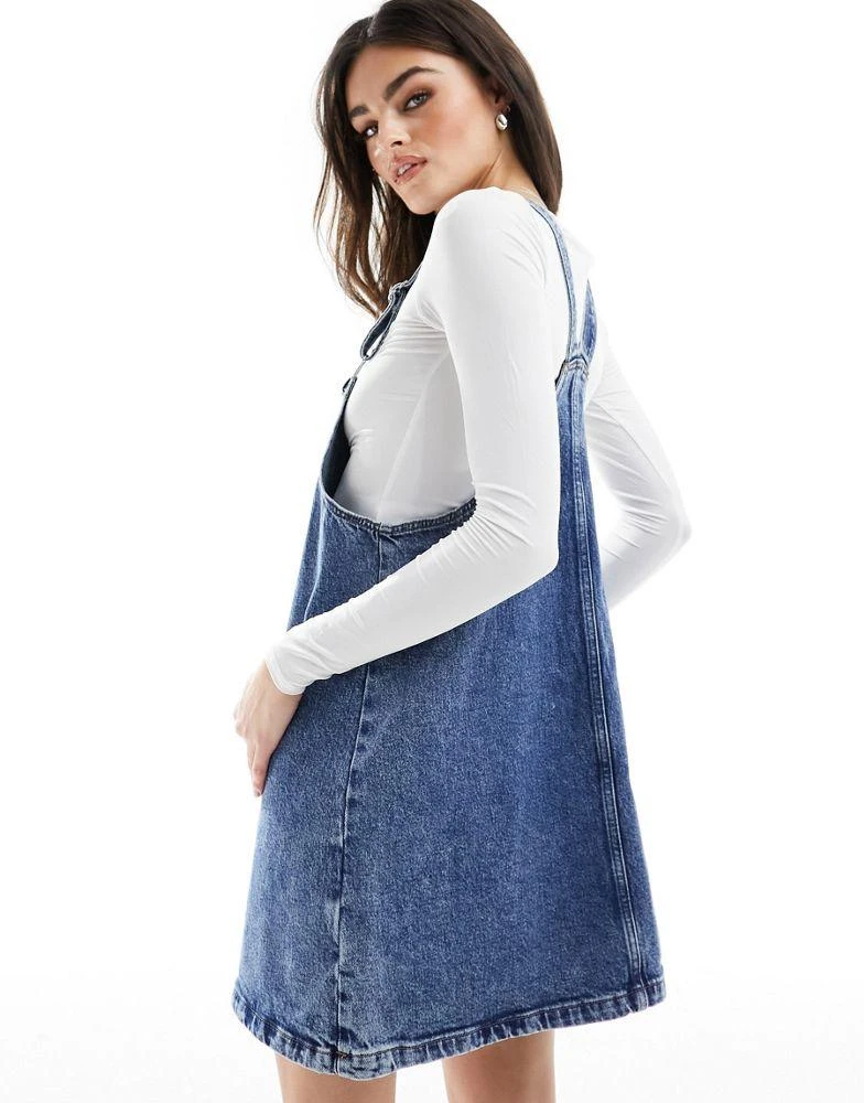 Tommy Jeans Tommy Jeans denim pinafore dress in mid wash 4