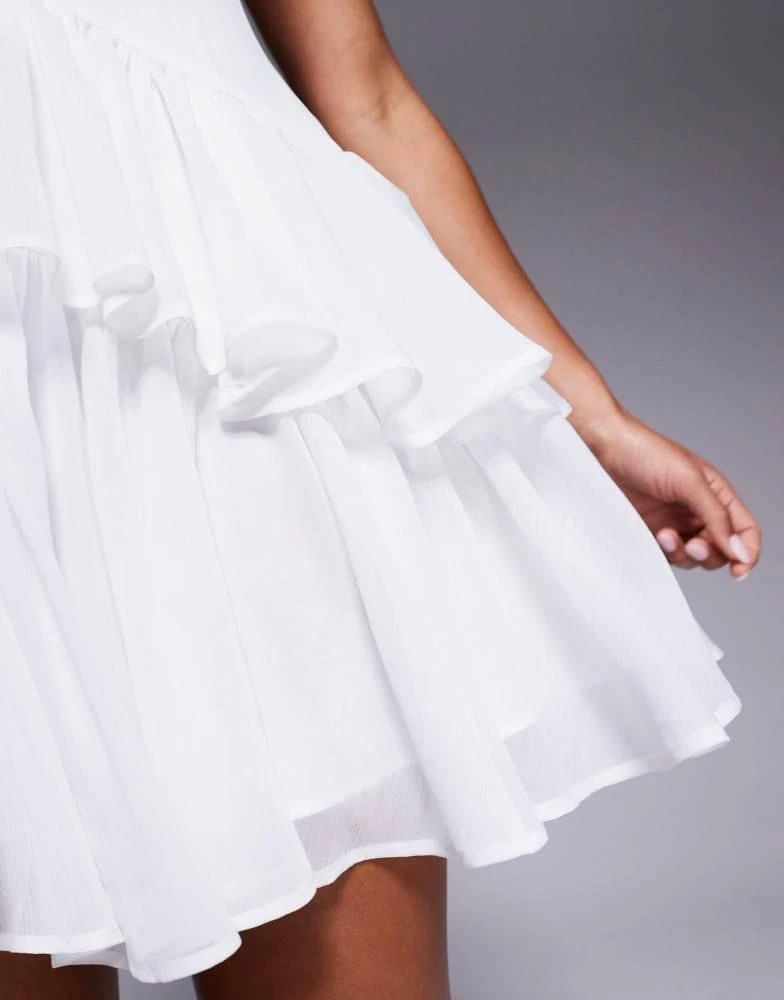 Shop ASOS DESIGN tie detail mini dress with pintucks and rara skirt in white  on Sale at BeyondStyle  Get 65% Off ASOS DESIGN tie detail mini dress with  pintucks and rara