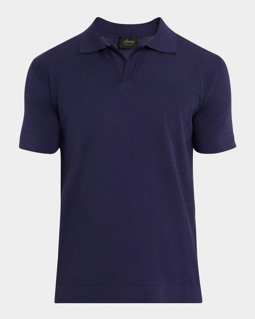Brioni Men's Cotton and Silk Johnny Collar Polo Shirt 1