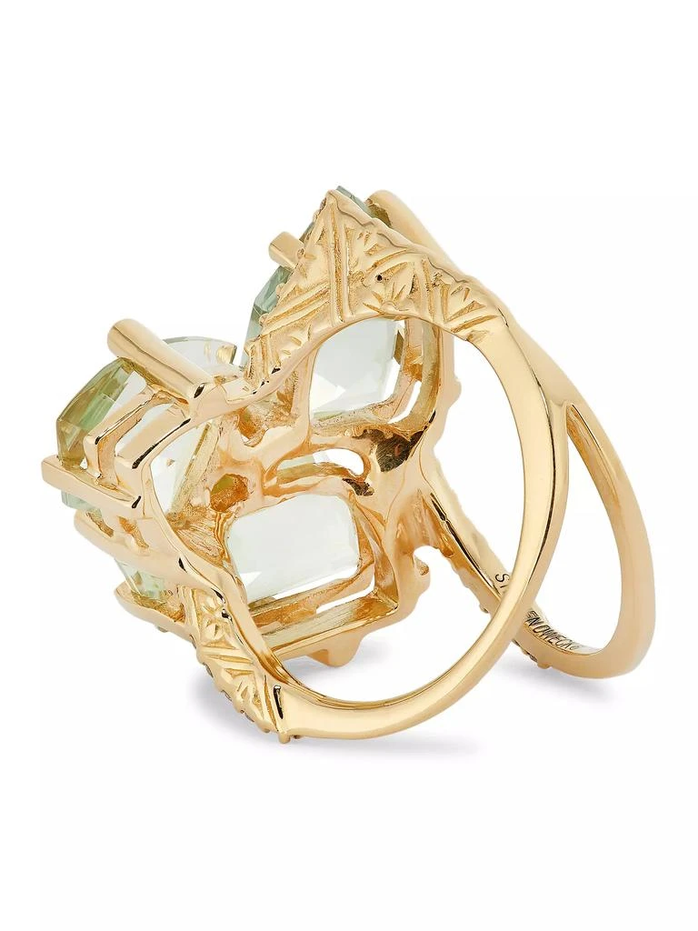 Stephen Dweck Luxury 18K Yellow Gold, Green Prasiolite & 0.4 TCW Diamond Ring 4