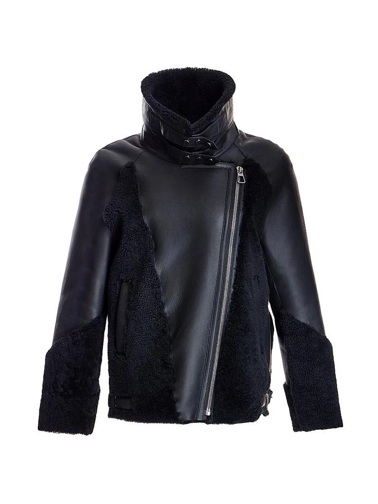 Maximilian Leather & Shearling Biker Jacket 1