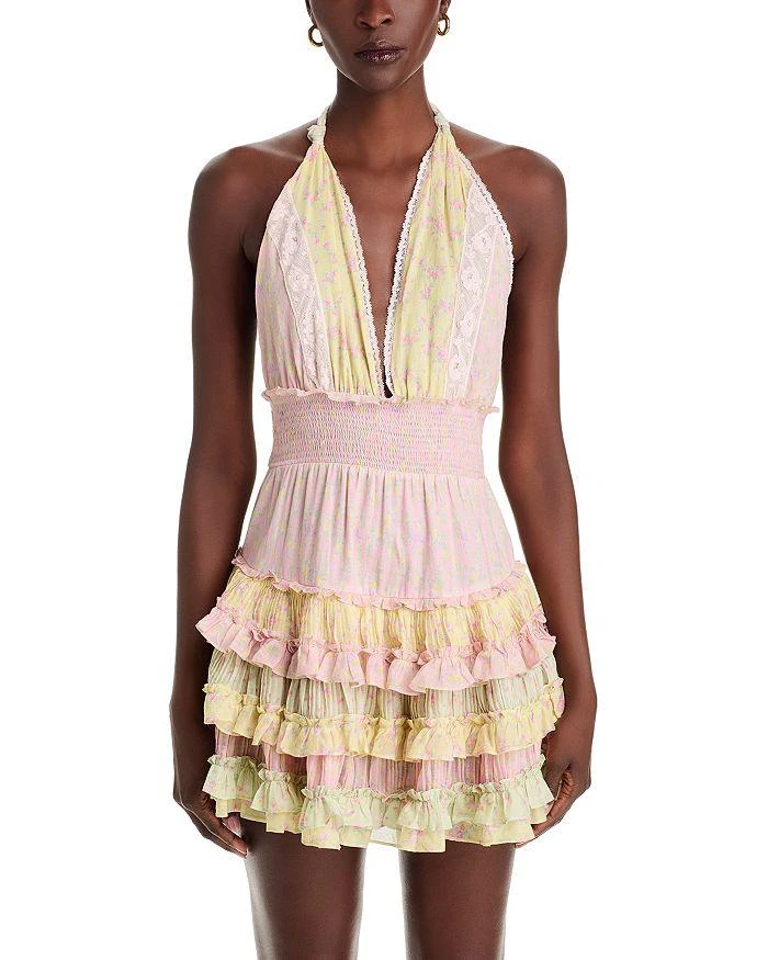 sachin and babi light blue dress Cinq a Sept Leilah Silk Dropped-Waist Flounce Mini Dress main image 0