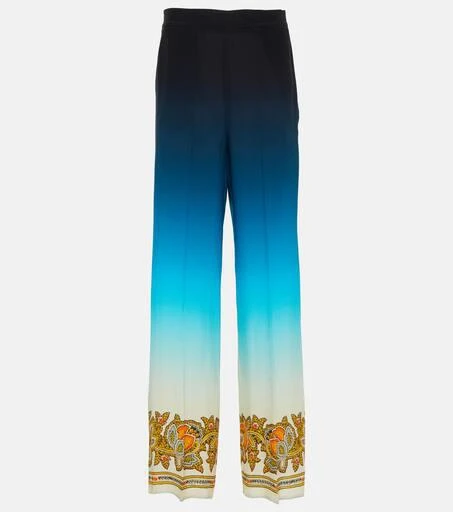 ETRO Ombré printed silk wide-leg pants 1