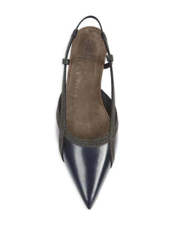 Brunello Cucinelli Beaded Leather Slingback Flats 5