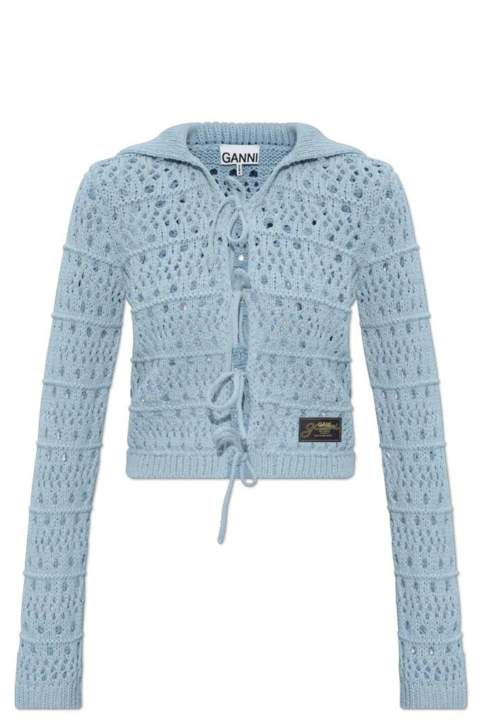 Ganni Ganni Cardigan With Logo Patch 1