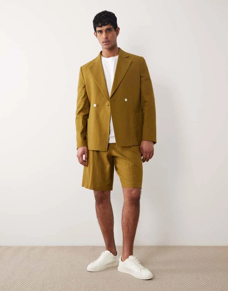 ASOS ASOS DESIGN slim suit jacket in khaki linen blend 2