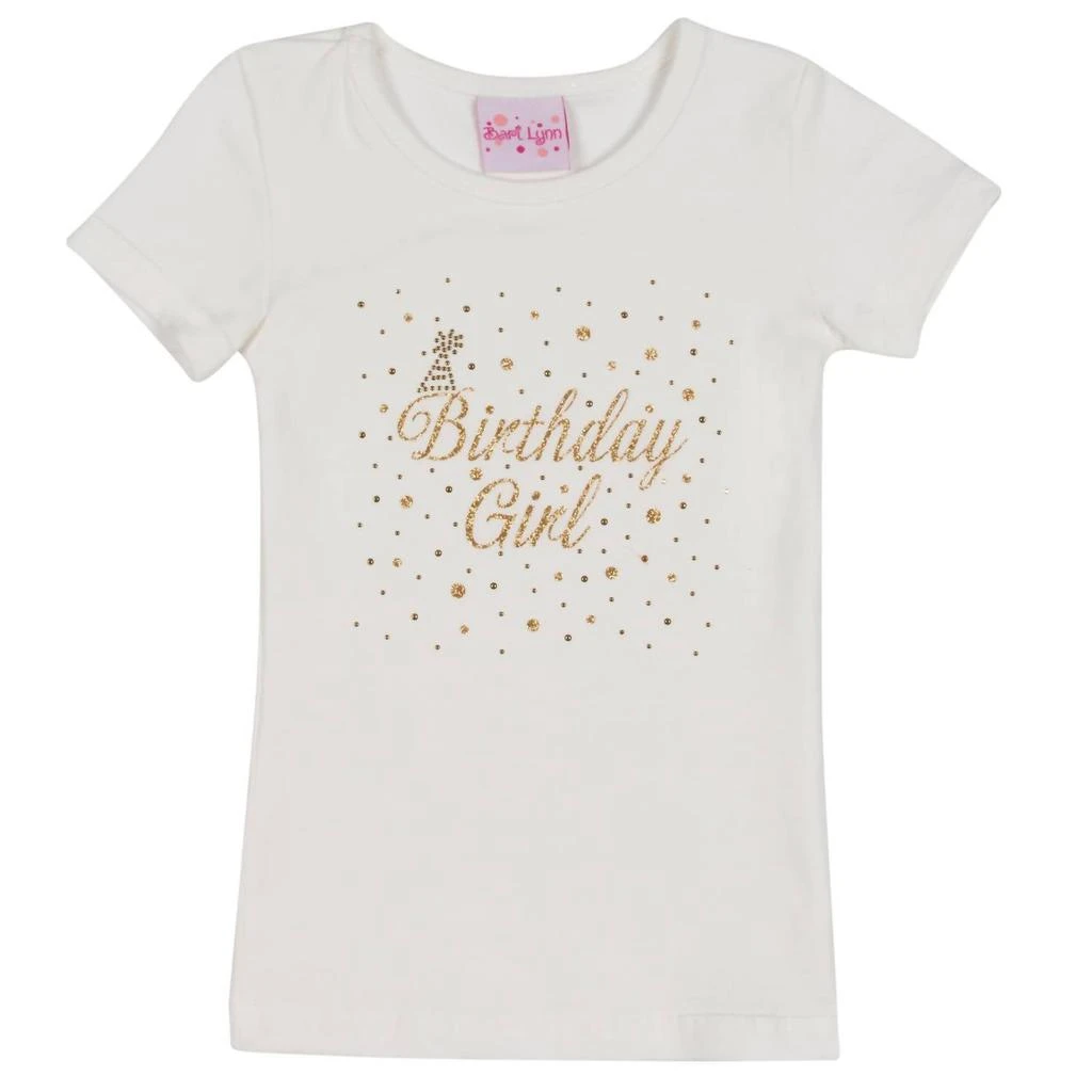 Bari Lynn Bari Lynn - Bari Lynn White Tee Shirt with Sparkling Gold "Birthday Girl" Design 1