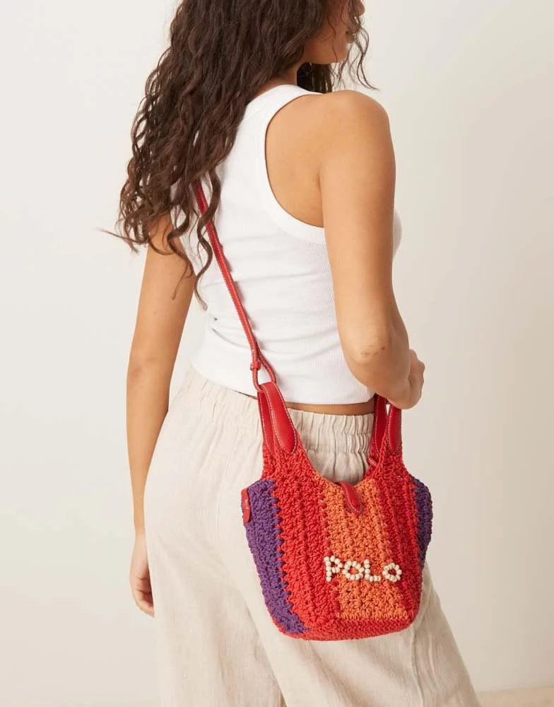 Ralph Lauren Polo Ralph Lauren small crochet 
bead bag in red